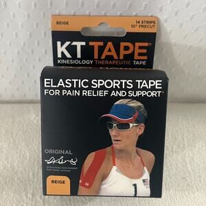 KT Tape Elastic Support Pain Relief Therapeutic Tape 14 Strips Beige 10" Precut
